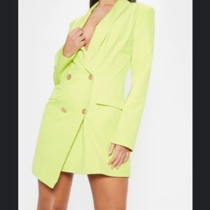 NEW Bright green blazer dress with gold button